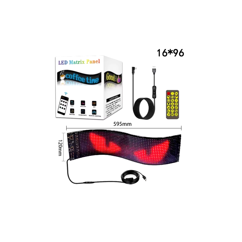 Panneau d'affichage LED flexible programmable - 59 cm - Décoration camion